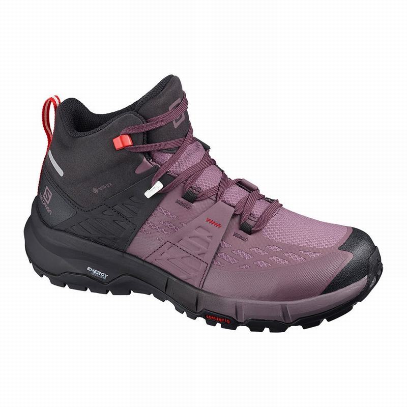 Chaussures De Randonnée Salomon Femme Noir / Rouge - Salomon ODYSSEY MID GTX W - France (4719-RQEJA)